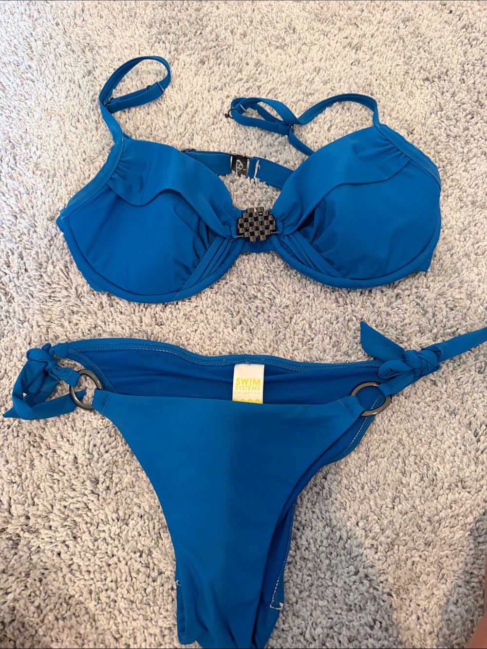 Swim Systems Women's Blue Ruffled Underwire Bikini Set